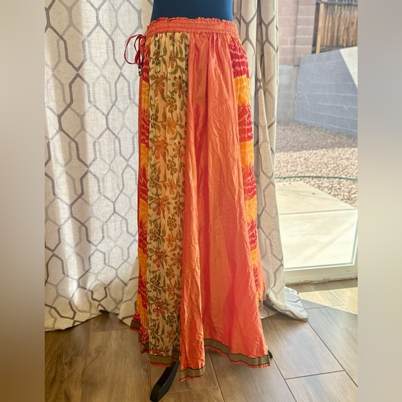 EUC Natural Boho Silk Blend Broomstick Peasant Maxi Skirt - Picture 6 of 12